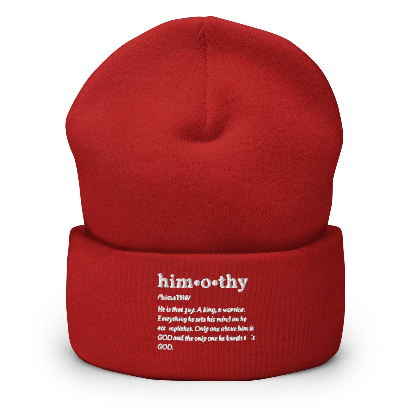 himothy Definition (whte letter) Cuffed Beanie